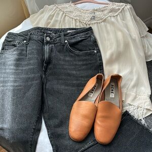 ACNE leather flat slip ons 39